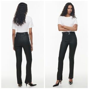 Denim Forum The Lola Split Hi Rise Skinny Jean Coated Stay Black Waxed Sz 32